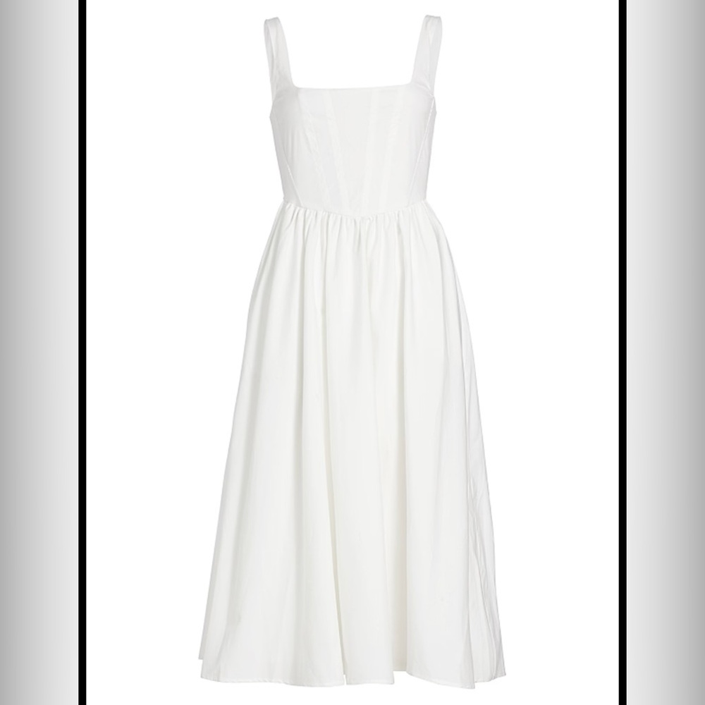 WAYF White Cotton Corset Midi Dress – Romantic Summer Cottagecore